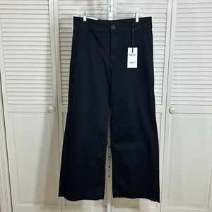 NWT Oat New York Wide Leg High Rise Raw Hem pants Jeans in Black Size 31